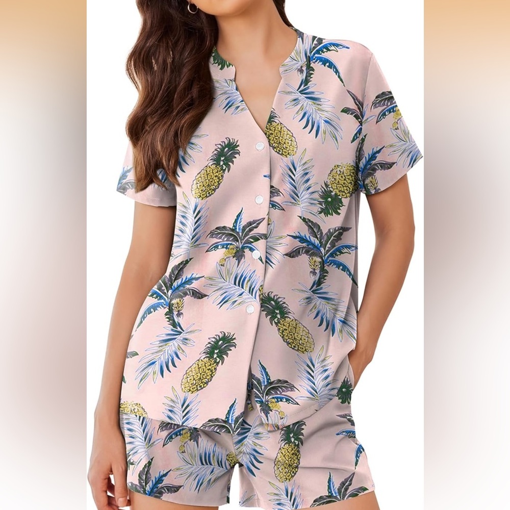 Pineapple Print Pink Sleepwear Set